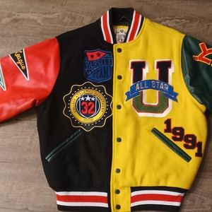 Multi colored unisex varsity jacket